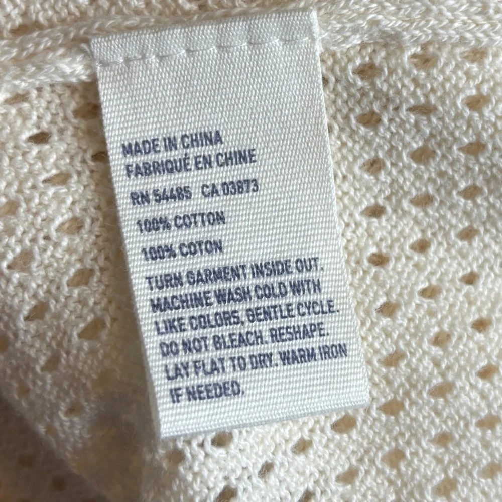 Vintage Y2K American Eagle Small Draped Front Cardigan‎ Sweater Open Knit Ivory